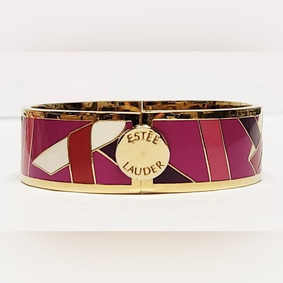 Rare Estee lauder 2012 breast cancer awareness campaign enamel pin and bracelet - Picture 2 of 5